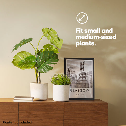18cm Round Sandstone Plastic Plant Pot White - Set of 2